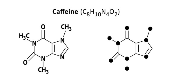 التركيب الكيميائي لمادة الكافيين
